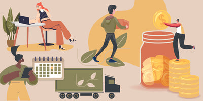 illustration of online shopping and delivery service