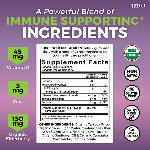 Organic Elderberry Gummies, Adults