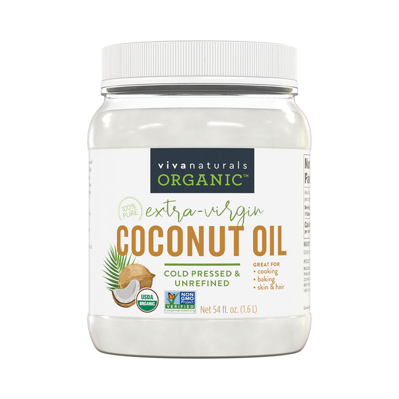 Viva Naturals Organic Coconut Oil, Cold-Pressed - Natural Hair /Skin Oil  and Cooking Oil with Fresh Flavor, Non-GMO Unrefined Extra Virgin(Aceite de